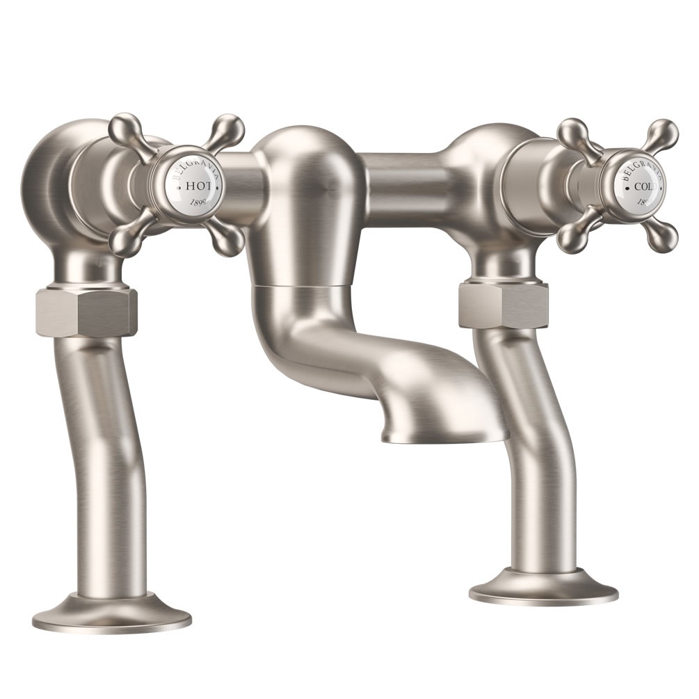 Cutout image of Crosswater Belgravia Brushed Nickel Deck-Mounted Bath Mixer Tap